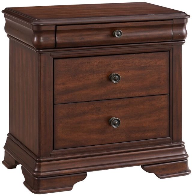 Elements International Phillipe Cherry 3-Drawer Nightstand with USB-0