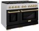ZLINE Autograph Edition Paramount 48" Satin Stainless Steel Pro Style Gas Range with Black Matte Door and Champagne Bronze Accents-2