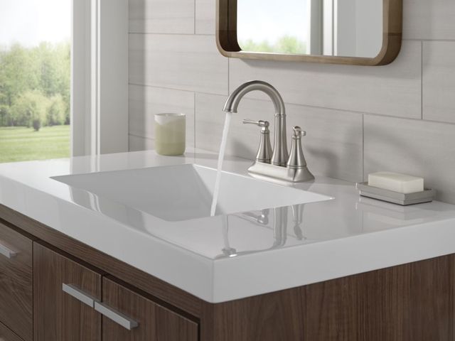 Delta Archdale™ Spotshield Brushed Nickel 2-Handle Centerset Bathroom Faucet with Drain-1