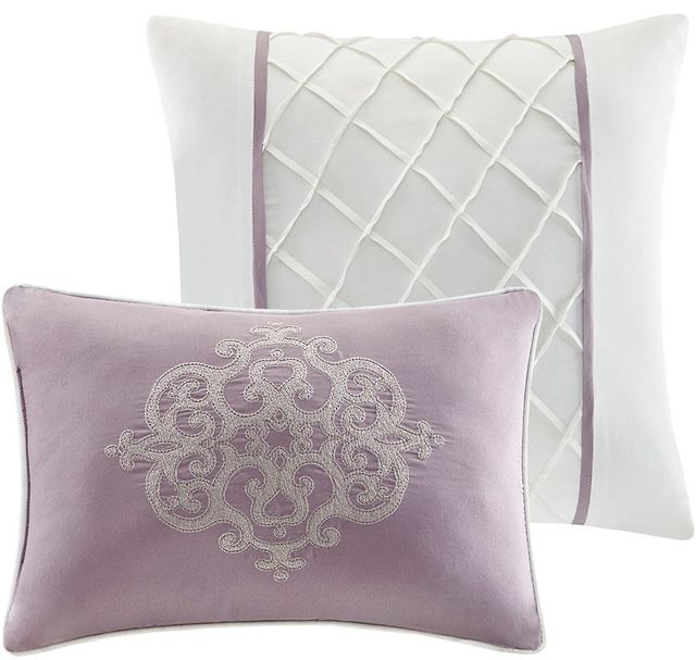 Olliix by Madison Park Essentials 16 Piece Purple Queen Madeline Jacquard Complete Bedding Set with 2 Sheet Sets-4