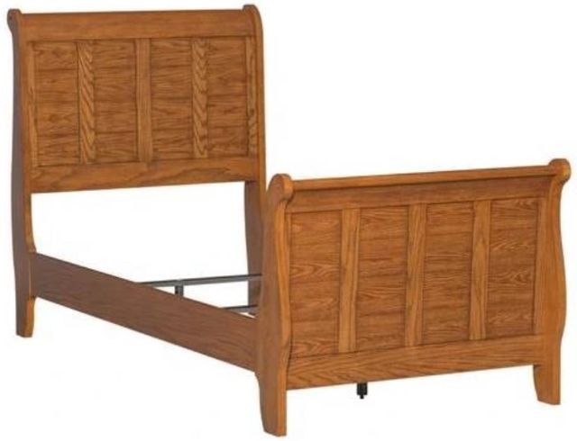 Liberty Furniture Grandpas Cabin Aged Oak Youth Twin Sleigh Bed-0