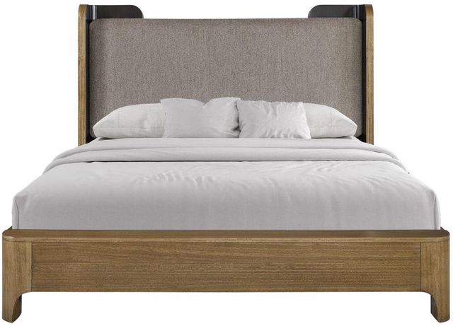 Bernards Calia Beige/Brown Queen Upholstered Panel Bed-2