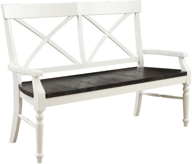 Emerald Home Mountain Retreat Antique White/Dark Mocha Dining Bench-0