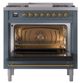 Ilve® Nostalgie II Noblesse 36'' Blue Gray Pro Style Dual Fuel Range with Brass Trim-2