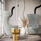 TOV Furniture Jezebel Gray Velvet Wingback Accent Chair-1