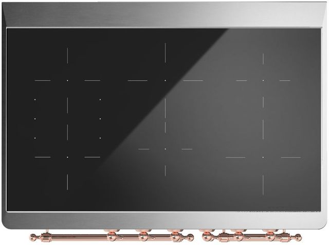 Ilve® Majestic III 40" Midnight Blue Pro Style Induction Range with Solid Door and Copper Trim-2