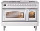Ilve® Nostalgie II Noblesse 48'' White Pro Style Dual Fuel Range with Chrome Trim-1