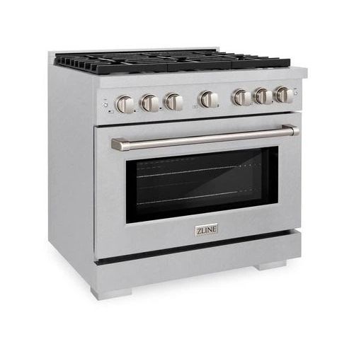 ZLINE 36" Satin Stainless Steel Pro Style Gas Range with 6 Brass Burners-2