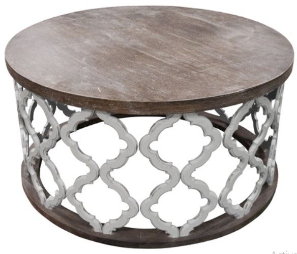 American Wholesale Furniture Brocade Ashnero/Nero White Round Coffee Table-0