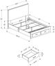 Monarch Specialties Inc. Graphite Grey Queen Panel Bed with 2 Drawers-3