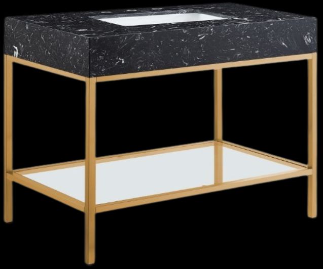 Meridian Furniture Marmo Black/Brushed Brass 48" Bathroom Vanity-0