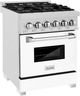 ZLINE Legacy 24" Satin Stainless Steel Pro Style Dual Fuel Range with White Matte Door-2