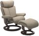 Stressless® by Ekornes® Customizable Magic Medium Manual Recliner and Ottoman with Classic Base-0