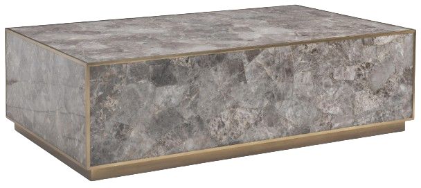 Bernhardt Tildon Bernhardt Interiors Gray Cocktail Table with Aged Brass Base-0