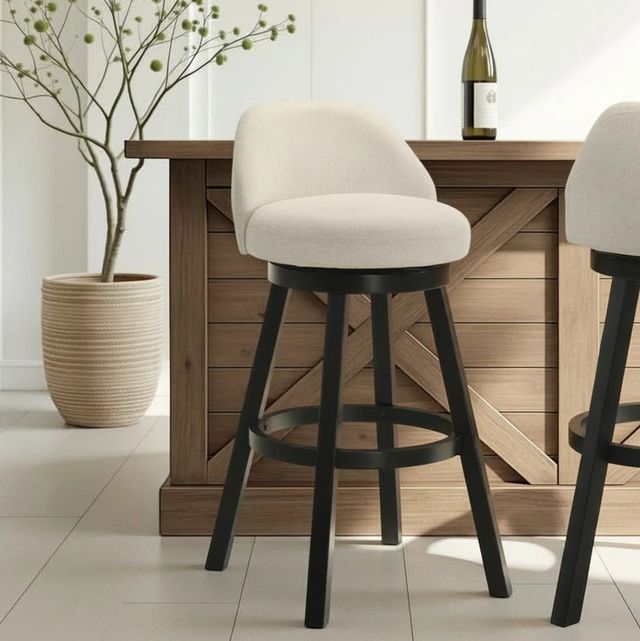 Armen Living Erika 2-Piece Black/Cream Barstool Set-1