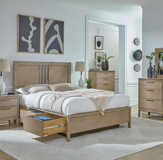 Whittier Wood® Furniture Bailey Almond California King Storage Panel Bed-1