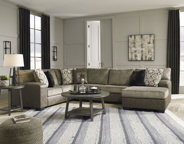 Benchcraft® Abalone 3-Piece Chocolate Right-Arm Facing Sofa Sectional and Chaise-3