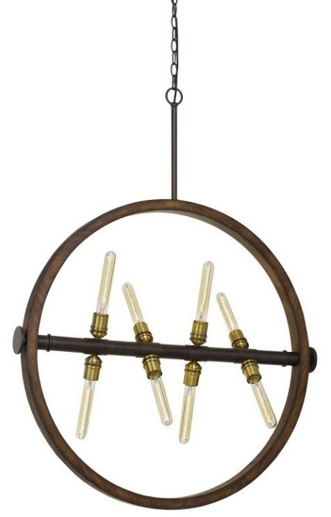 Cal® Lighting & Accessories Teramo Iron/Oak Chandelier-0