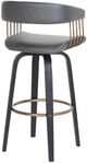 Armen Living Topanga Gray/Black Swivel Counter Stool-3