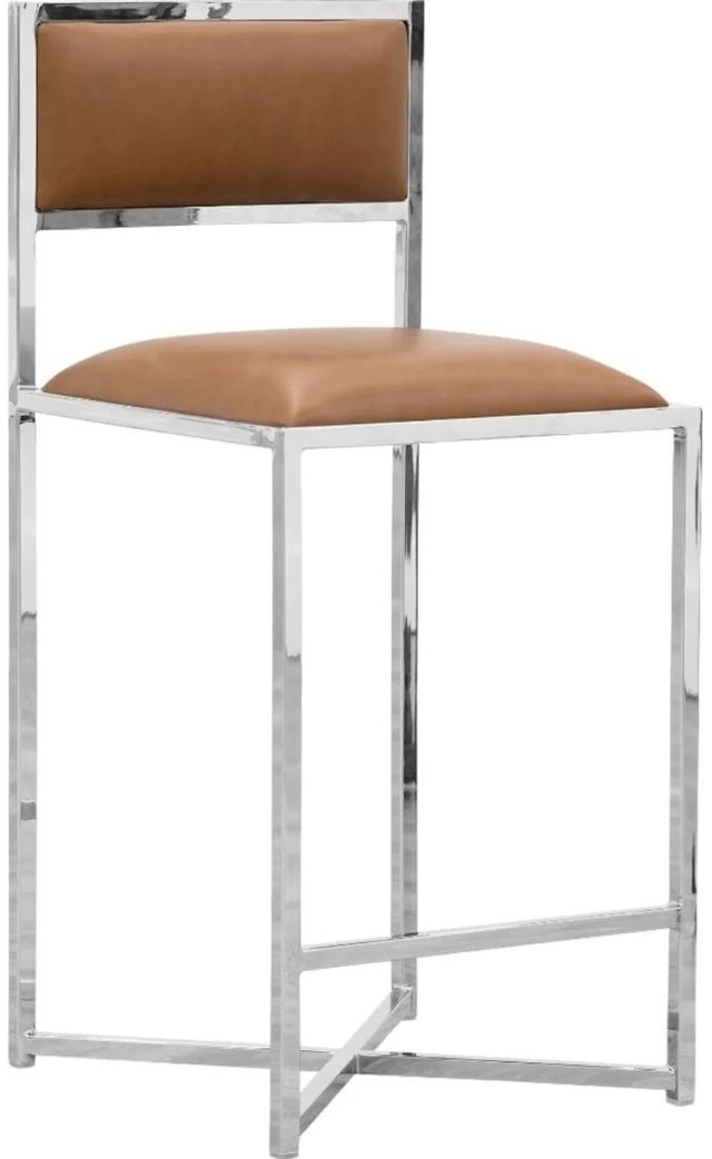 Modus Furniture Amalfi Cognac X-Base Counter Stool with Chrome Base-0