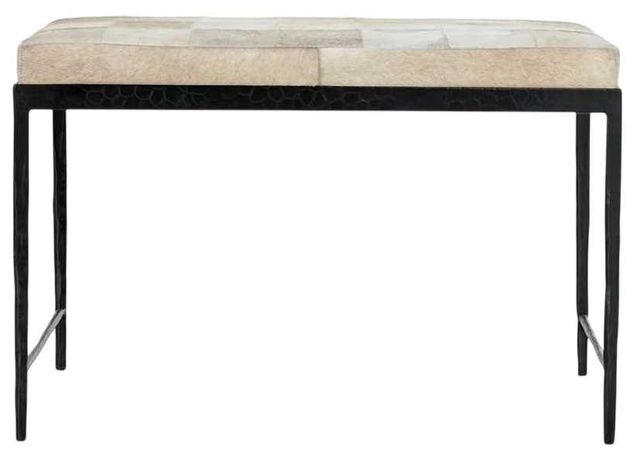 Classic Home Achen Black/Dusty Cream Hide 28" Bench -2