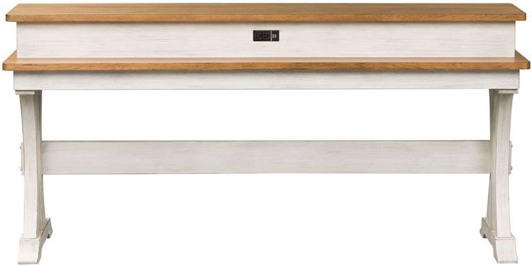 Liberty Furniture Farmhouse Reimagined Antique White Console Bar Table with Chestnut Top - Thumbnail 3