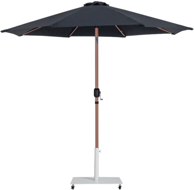 Meridian Furniture Fiji Black/Teak/White Aluminum Outdoor Patio Umbrella and Base-0