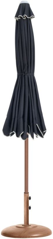 Meridian Furniture Amalfi Black/Teak Aluminum Outdoor Patio Umbrella and Round Base-1