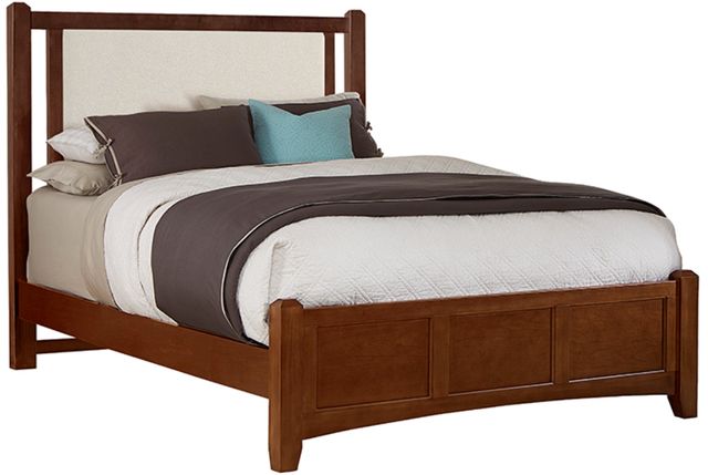 Vaughan-Bassett Bonanza Cherry/Linen King Upholstered Panel Bed-0