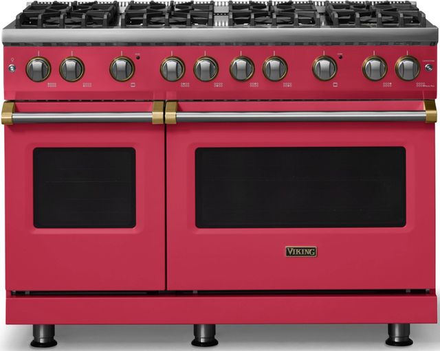 Viking® 5 Series 48" Valentine Pro Style Gas (NG) Range with Brushed Brass Trim-0