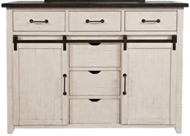 Jofran Inc. Madison County 4-Piece Vintage White Queen Barn Door Bedroom Set-3