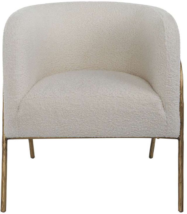 Uttermost® Jacobsen Aged Gold/Off-White Shearling Accent Chair-3
