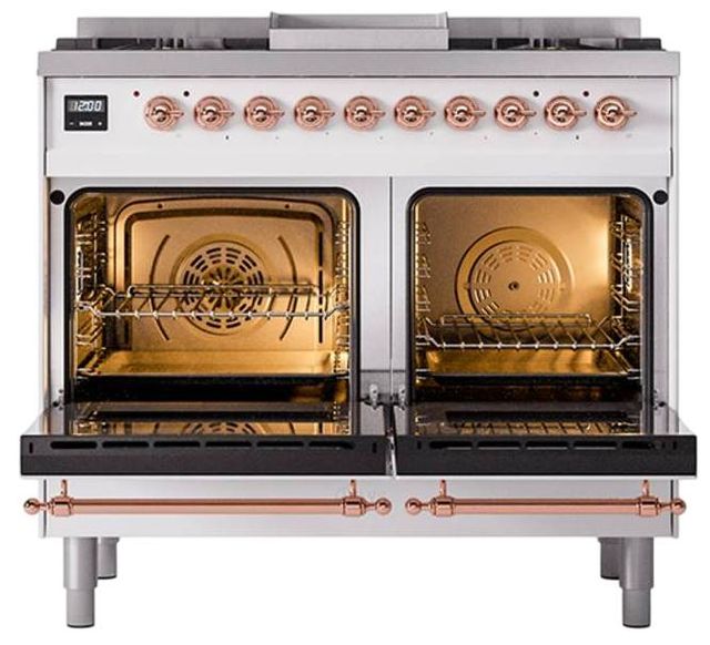 Ilve® Nostalgie II Noblesse 40'' Custom RAL Color Pro Style Dual Fuel Range with Copper Trim-1