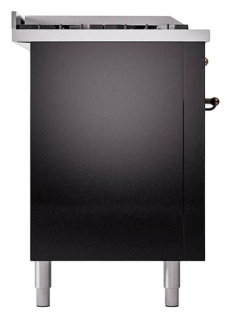 Ilve® Nostalgie II Noblesse 60'' Glossy Black Pro Style Dual Fuel Range with Burnished Trim-2