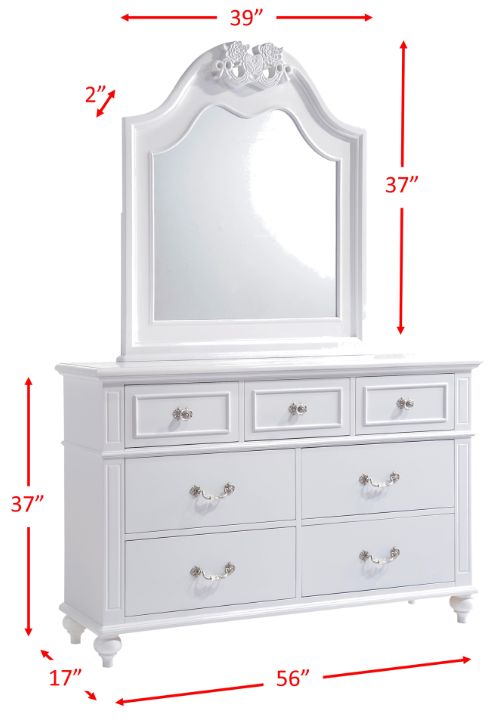 Elements International Alana 4-Piece White Youth Full Platform Bedroom Set-2