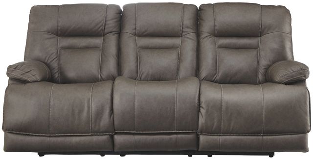 Signature Design by Ashley® Wurstrow Smoke Power Reclining Sofa with Adjustable Headrest-0