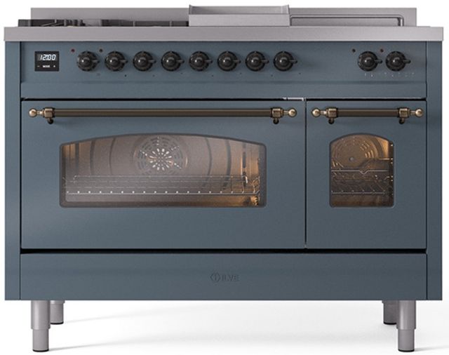 Ilve® Nostalgie II Series 48" Blue Grey Pro Style Dual Fuel Range-0