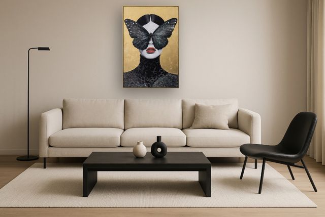 Classy Living Dramatic Gilded Glamour: Butterfly Veil Wall Art-1