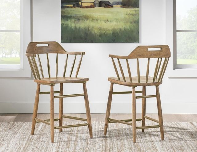 Legacy Classic Vintage Market Barnwood Oak Spindle Back Counter Stool-1