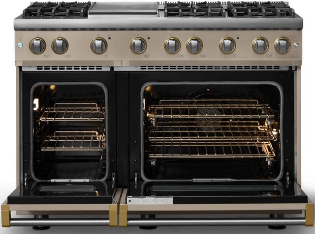 Viking® 5 Series 48" Nantucket Pro Style Gas (LP) Range with Brushed Brass Trim-1