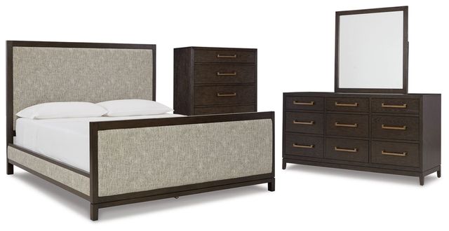 Signature Design by Ashley® Burkhaus 4-Piece Brown King Upholstered Bed Set-0