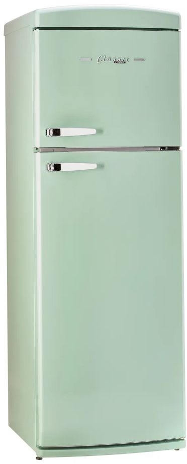 Unique Appliances 24” 11 Cu. Ft. Summer Mint Green Top Freezer Refrigerator with Chrome Accent Handles-3
