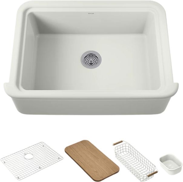KOHLER® Audrine™ Dune 33" Undermount Single-Bowl Farmhouse Workstation Kitchen Sink-0