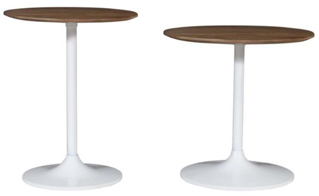 Jofran Inc. Global Archive 2-Piece Brown Nesting Table Set with Remy White Base-1