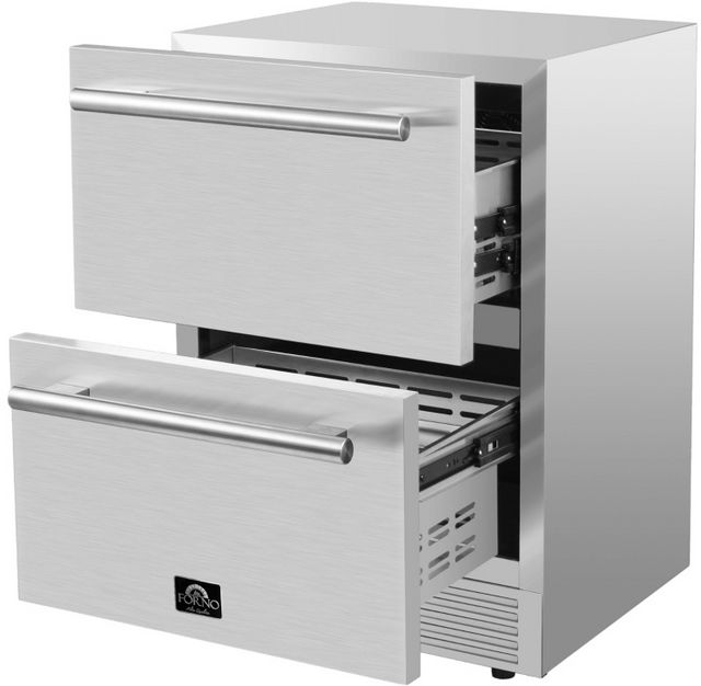 FORNO® Como 24 in. 4.9 Cu. Ft. Stainless Steel Indoor/Outdoor Drawer Refrigerator-3