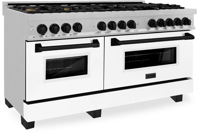 ZLINE Autograph Edition 60" Satin Stainless Steel Pro Style Dual Fuel Range with White Matte Door-1