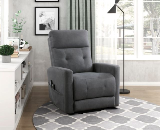 Homelegance® Wichita Dark Gray Power Lift Recliner with Massage and Heat-1