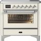 Ilve® Majestic III 36" Antique White Pro Style Induction Range with Triple Glass Door and Chrome Trim-0