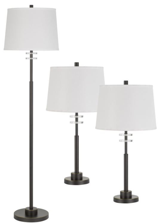 Cal® Lighting & Accessories 3-Piece Dark Bronze/White Lamp Set-0