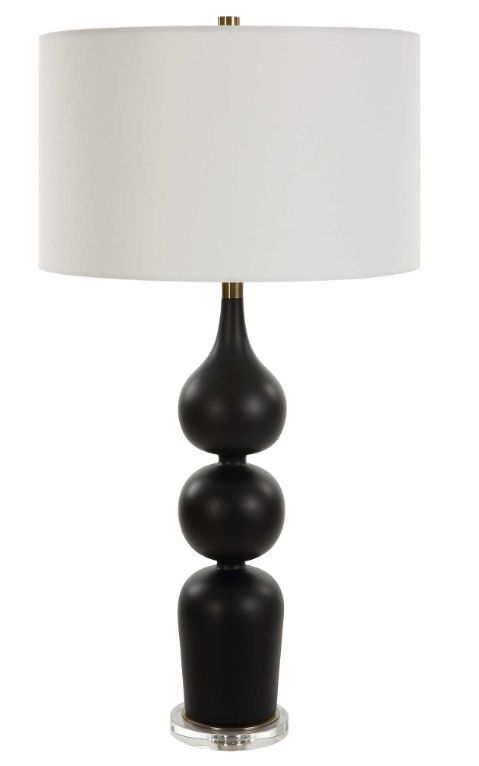 Uttermost® Caviar Matte Black Glaze Table Lamp-4
